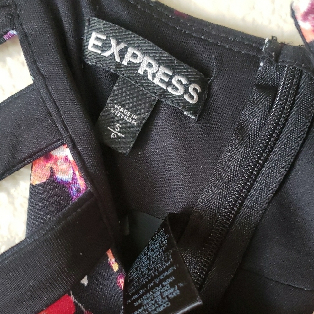 Express Black and Floral Strappy Top - Picture 2 of 5